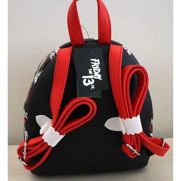 Bioworld Hot Topic Black/Red Jason Voorhees Friday the 13th! Backpack - Picture 2 of 7